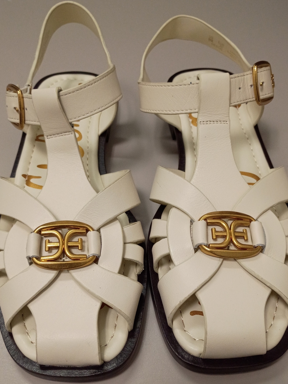 Sam Edelman Leather Sandals with Gold Logo